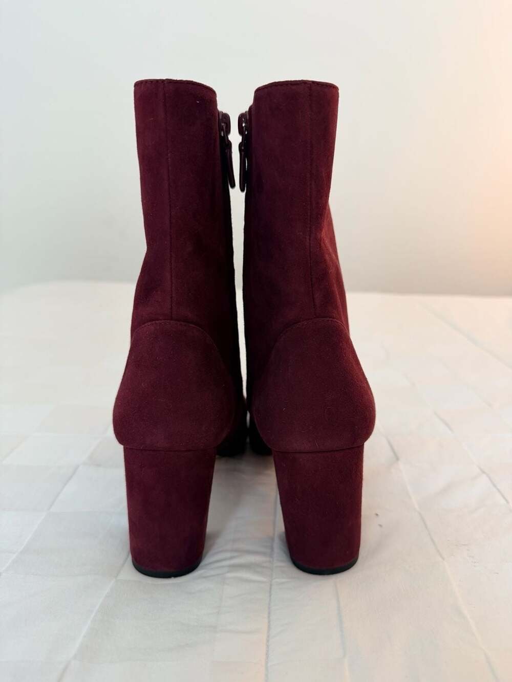Stuart Weitzman Renegade 75 Cabernet Suede Block Heel Ankle Booties Size 8.5 - Picture 5 of 10